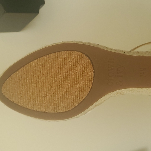 Crown & Ivy Nautical Blue White Stripe Espadrille Wedge - Picture 8 of 11